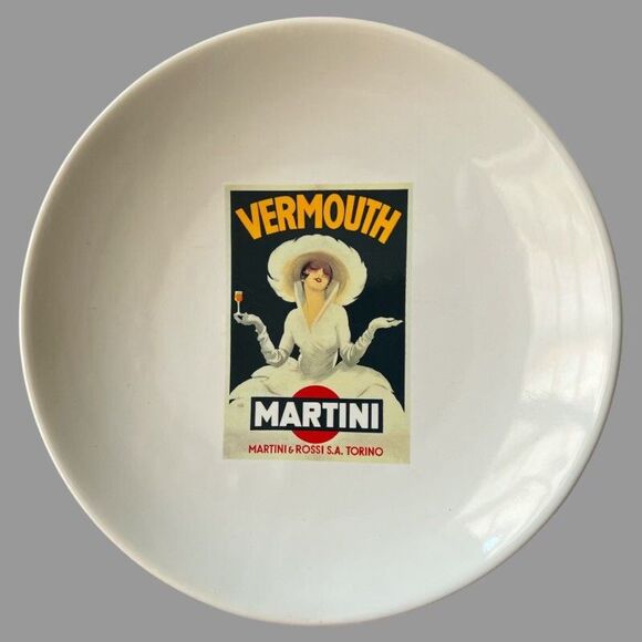 Pottery Barn Vintage Poster Plates Set of 4 8” Dessert Luncheon Cocktail Barware - Picture 2 of 9